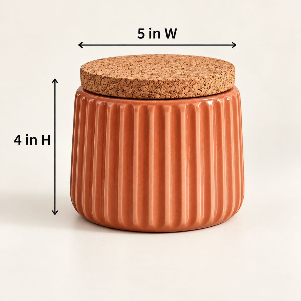 Merqavi™ Terracotta Ribbed Stoneware Large Jar Candle
