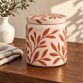 Merqavi™ Terracotta Leaf Ceramic Large Jar Candle