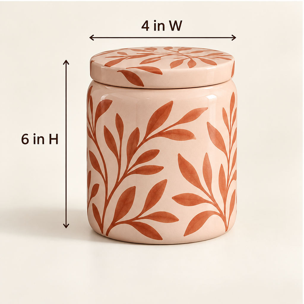 Merqavi™ Terracotta Leaf Ceramic Large Jar Candle