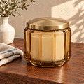 Merqavi™ Amber Octagonal Glass Large Jar Candle