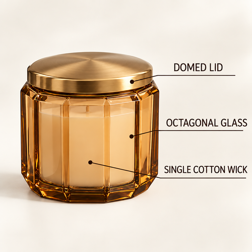 Merqavi™ Amber Octagonal Glass Large Jar Candle