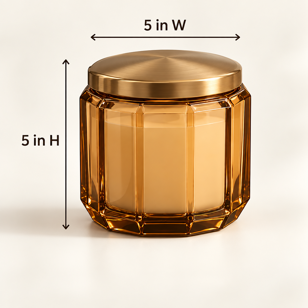 Merqavi™ Amber Octagonal Glass Large Jar Candle