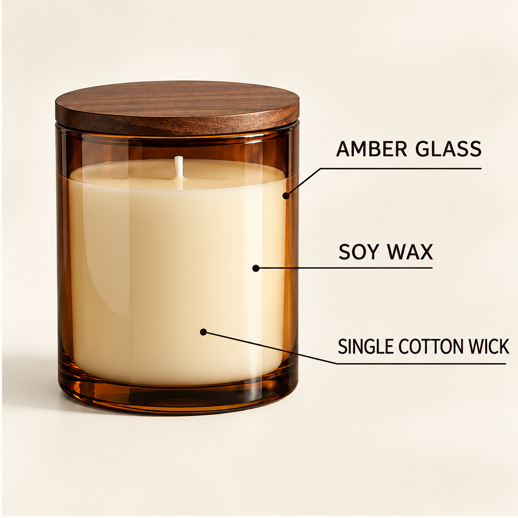 Merqavi™ Amber Glass Large Jar Candle