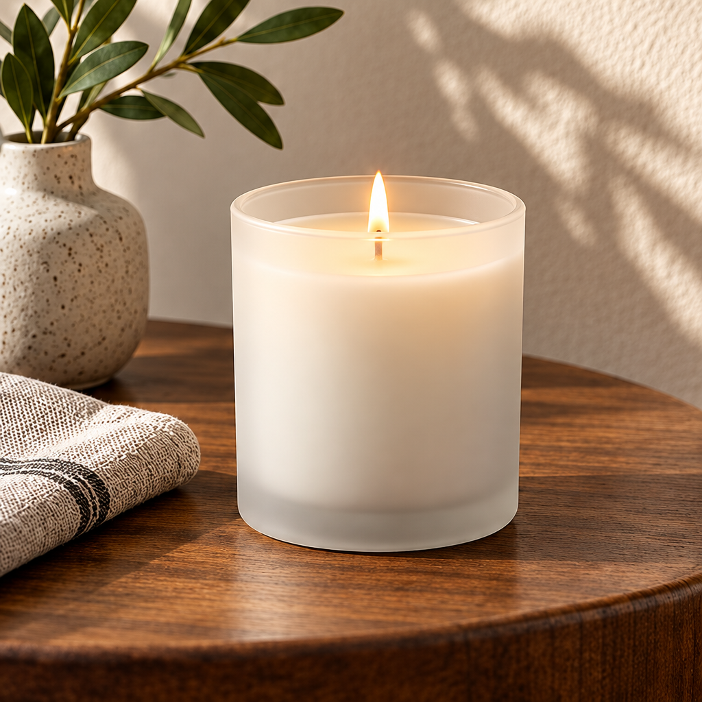 Merqavi™ Frosted Glass Medium Scented Candle