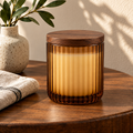 Merqavi™ Amber Ribbed Glass Medium Scented Candle