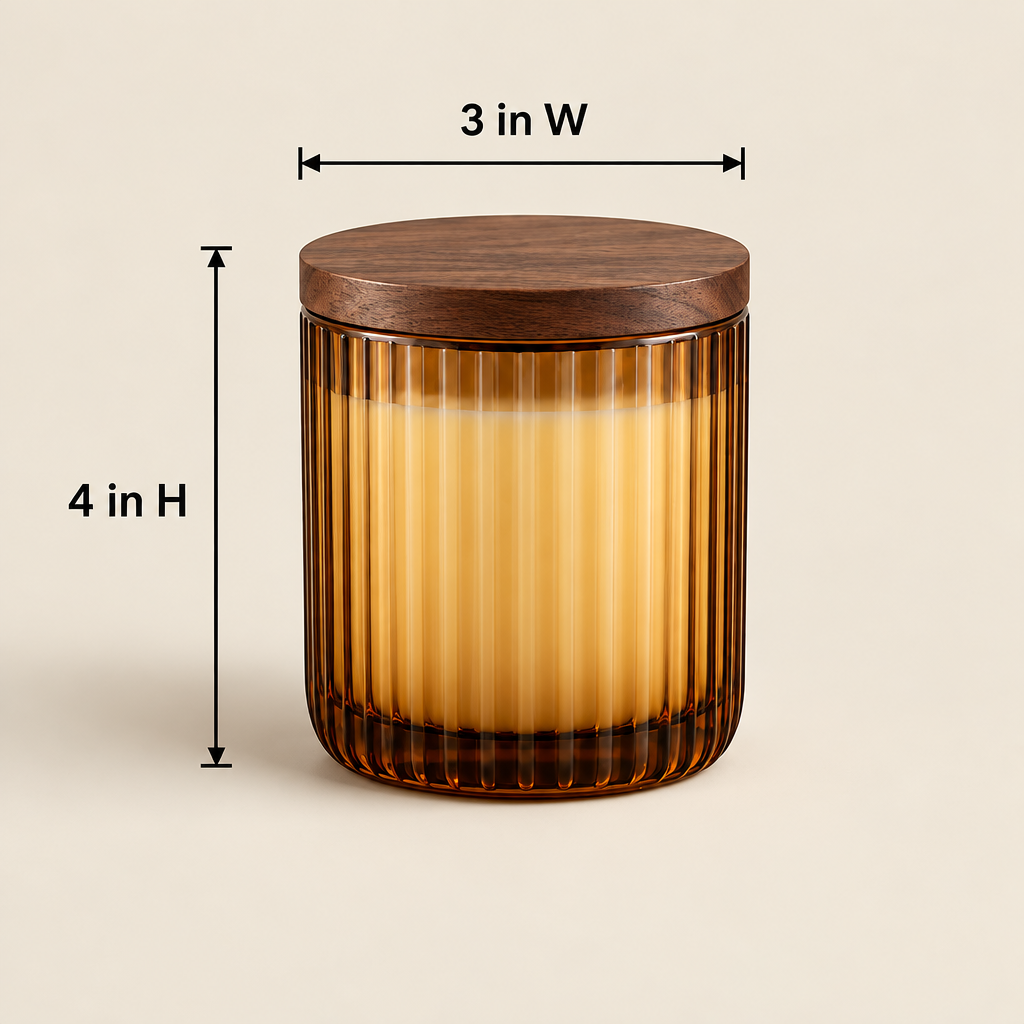 Merqavi™ Amber Ribbed Glass Medium Scented Candle
