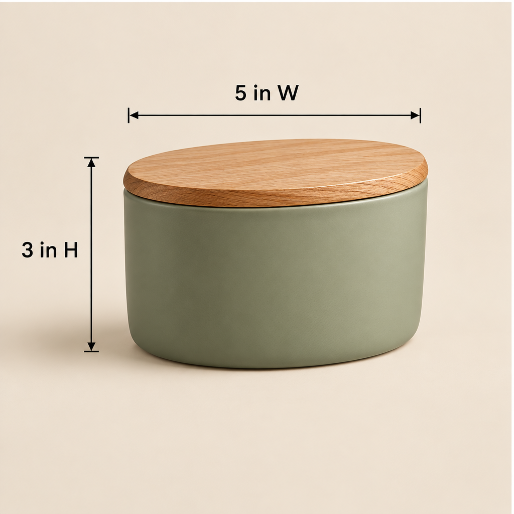 Merqavi™ Sage Green Oval Stoneware Medium Scented Candle