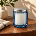 Merqavi™ Blue Faceted Glass Medium Scented Candle