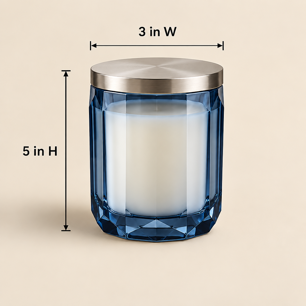 Merqavi™ Blue Faceted Glass Medium Scented Candle