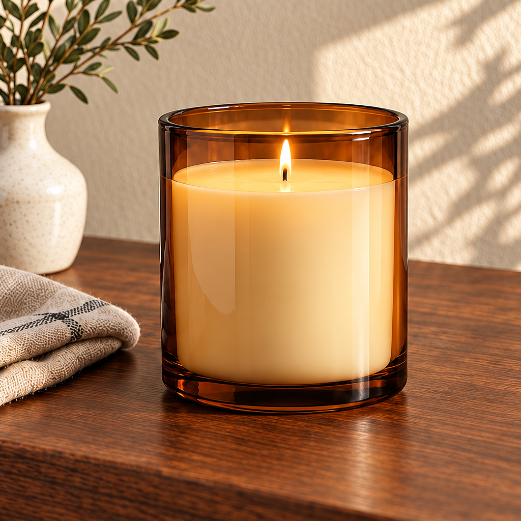 Merqavi™ Amber Glass Large Jar Candle