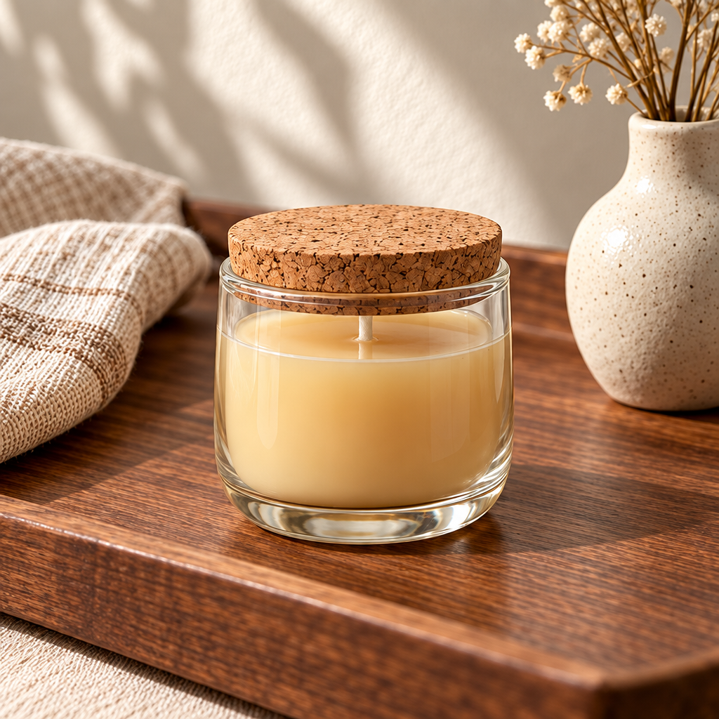 Merqavi™ Clear Glass Cork Lid Sample Candle