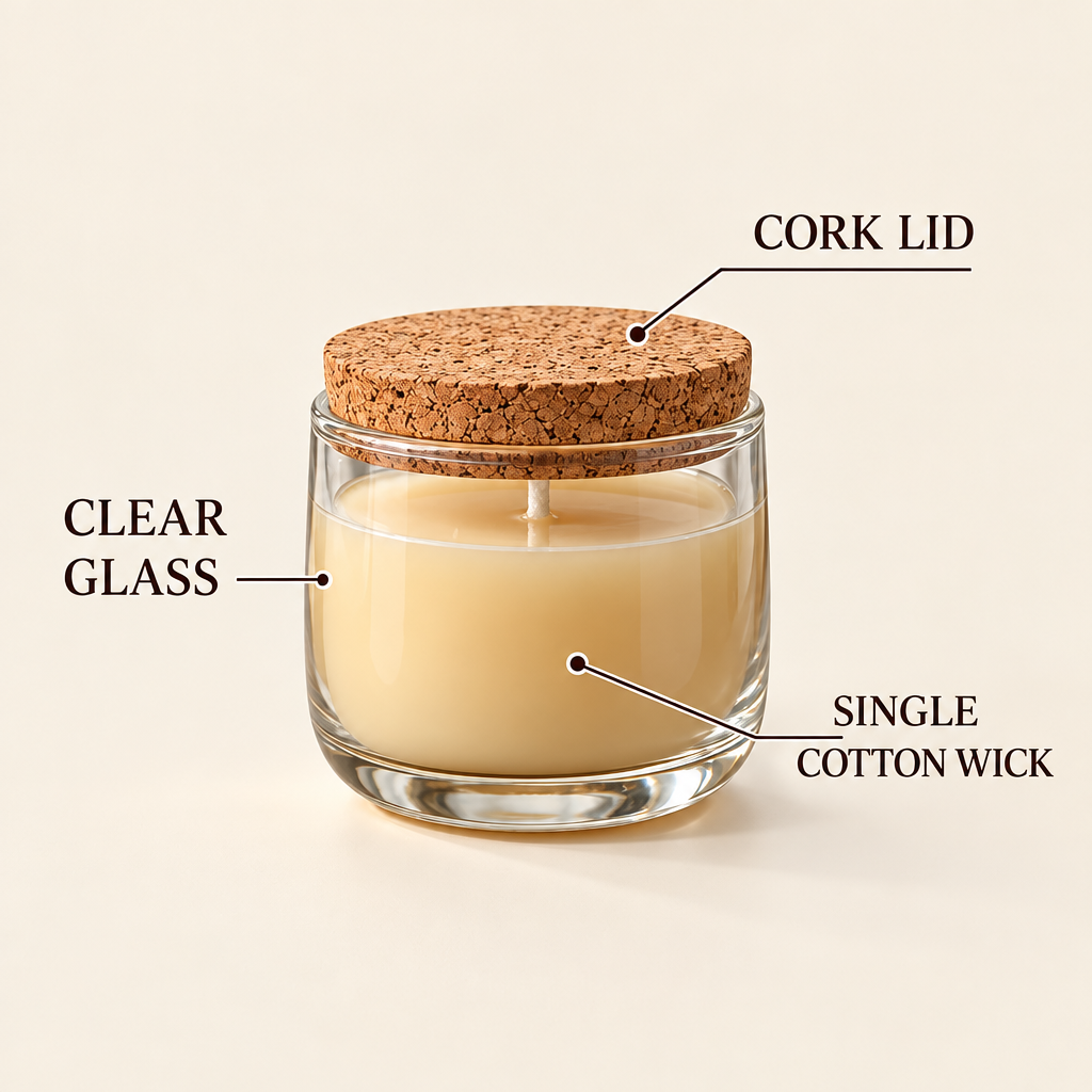 Merqavi™ Clear Glass Cork Lid Sample Candle