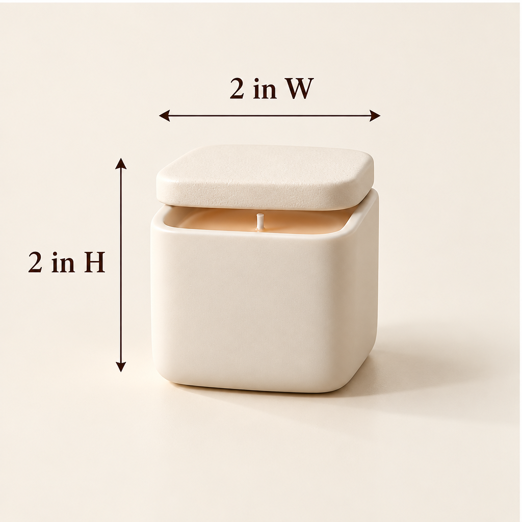 Merqavi™ Ivory Square Ceramic Sample Candle