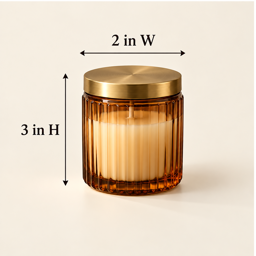 Merqavi™ Amber Ribbed Glass Brass Lid Sample Candle