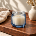 Merqavi™ Blue Faceted Glass Clear Lid Sample Candle