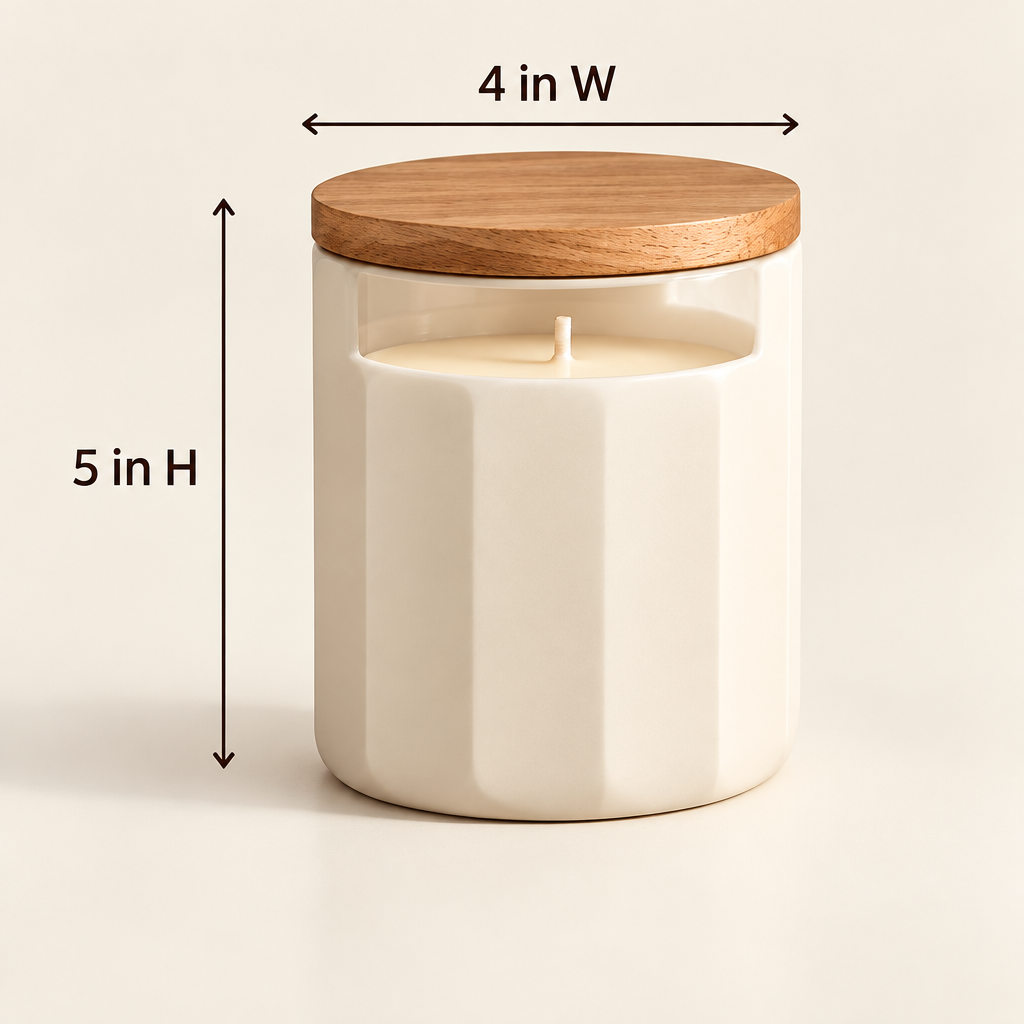 Merqavi™ Ivory Fluted Ceramic Large Jar Candle